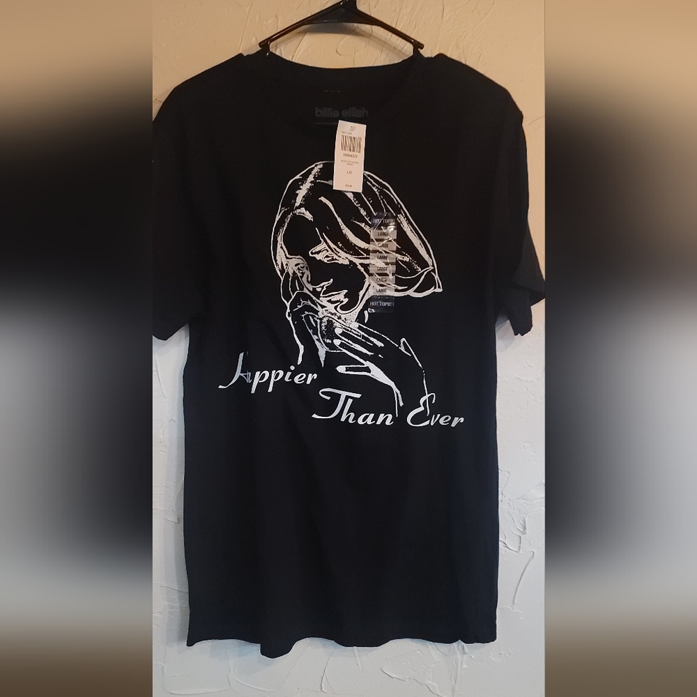 Billie Eillish Black T-shirt Happier Than Ever Large
